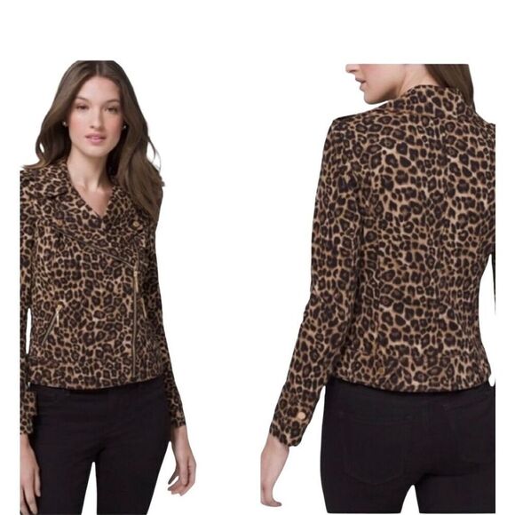 NWT WHBM leopard moto jacket sz 0 - Picture 1 of 10